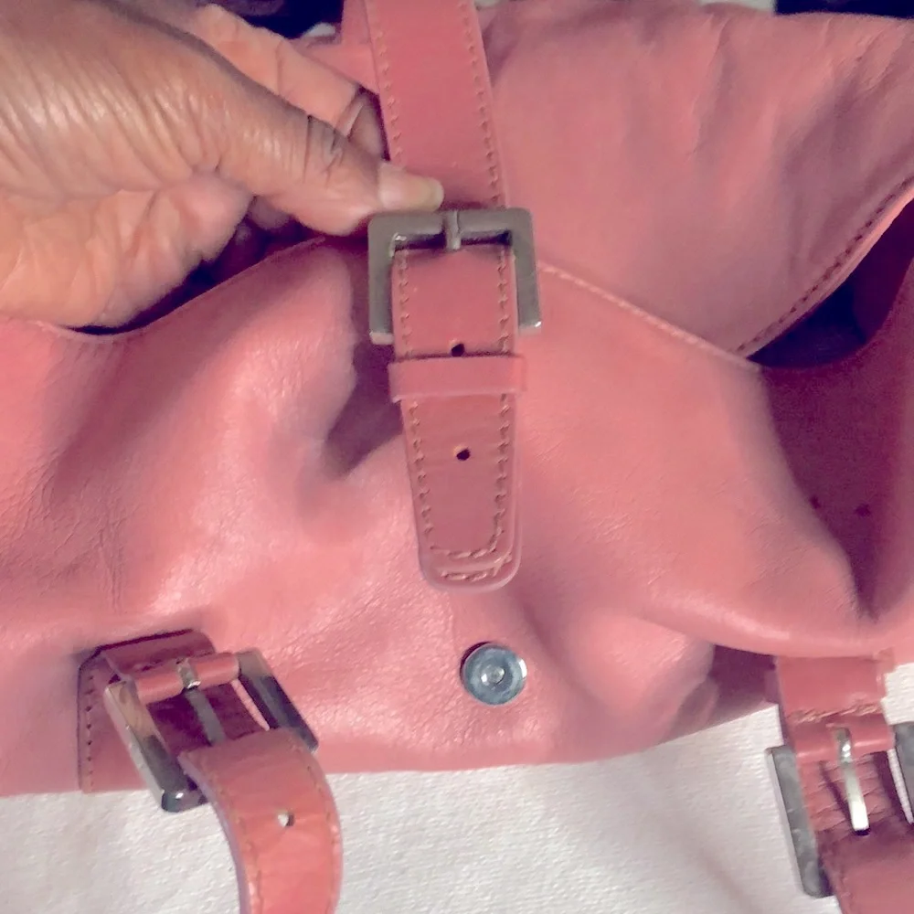 Women's Pink Leather Satchel Shoulder Bag